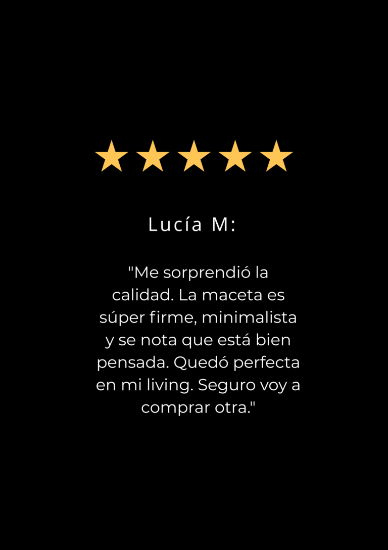 Me sorprendió la calidad. La maceta es súper firme, minimalista y se nota que está bien pensada. Quedó perfecta en mi living. Seguro voy a comprar otra